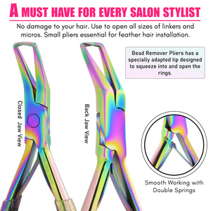 My Hair Tools Pro Hair Extensions Remover Pliers Stainless Steel Beading Tool Kit Remove Plier Set for beads I-Link Mi - Product Image 4