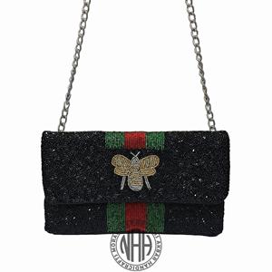 Hand Beaded Designer Evening Clutch with <b>Chain</b> Strap Custom Purse Wholesale Bulk Supplier Export - Product Image 3