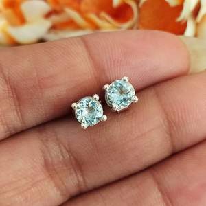 ต่างหูอะความารีน ชุบทอง เงินแท้ สไตล์วินเทจ เครื่องประดับประจำเดือนเกิด ของขวัญสุดหรูสำหรับผู้หญิงและเด็กผู้หญิง แฟชั่น - Product Image 1