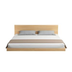 Mid-Century Modern Wooden Bed <b>Frame</b> with <b>Grey</b> Pillows - Product Image 6