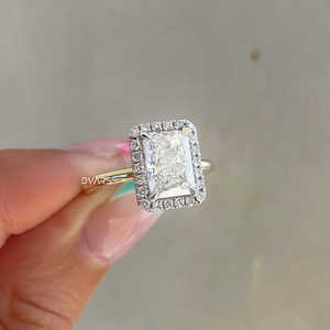 แหวนเพชรทรงเรเดียนท์ 3 กะรัต ดีไซน์ดับเบิ้ลฮาโล ทองคำแท้ 18K ความใส VVS สี F รับรองโดย IGI ผู้จัดจำหน่ายขายส่ง - Product Image 1