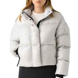 Wholesale Custom OEM <b>Cropped</b> Duck Down Puffer <b>Jacket</b> for Women 2023 Winter Warm Coats Oversize Fashion - Product Image 4
