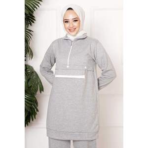 Survêtement gris à deux fils coupe-vent respirant entraînement Jogging porter Logo imprimé hiver survêtement ensemble strass lavé - Product Image 5