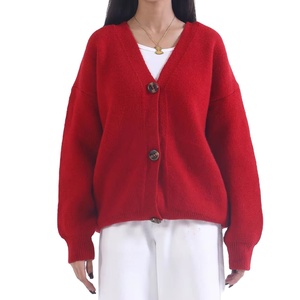 Nouveauté - Cardigan décontracté pour femme - Col en V - Polyester/coton - Respirant - Style vintage - Toutes saisons - Manches longues - Product Image 1