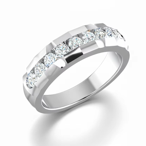 Modern Channel Set Diamond Anniversary <b>Band</b> <b>Ring</b> For Women's - Product Image 1