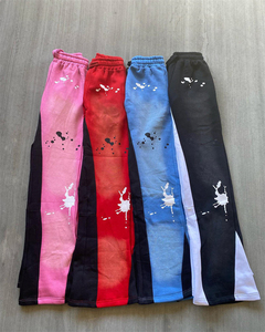 Wholesale Custom Logo Fleece Joggers Sweatpants 100% Cotton Acid Wash French Terry Baggy Stacked Flare <b>Sweat</b> <b>Pants</b> <b>Men</b> - Product Image 3