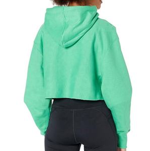 Sweat-shirt à capuche pour femme de qualité supérieure OEM, manches longues, poche sur le devant, couleur unie, crop top, sweat-shirt décontracté pour femme - Product Image 3