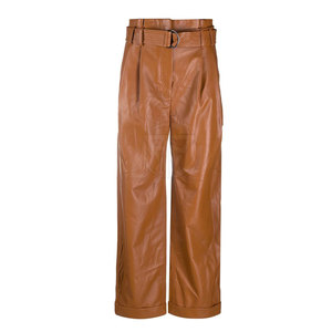 Pantalones de Cuero PU para Mujer, Corte Regular, Frente Plano, Ligeros, Ecológicos, con Costuras Resistentes, Cómodos de Usar - Product Image 1