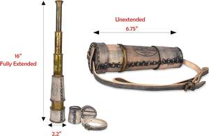 Telescopio de catalejo antiguo de mano con estuche de cuero pirata aventura artesanía de Metal náutico decorativo coleccionable - Product Image 5