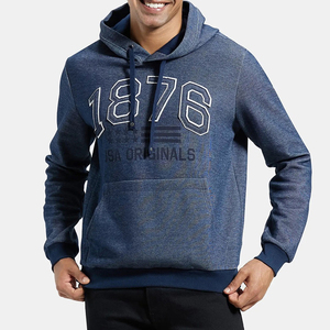 Sudadera con Capucha Unisex Azul Marino, Estampado 1876, Bolsillo Frontal, Informal, Transpirable, de Algodón French Terry, Corte Holgado, para Invierno - Product Image 2