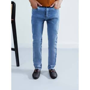 Unze London AIRI Casual Slim Fit Denim Jeans Streetwear <b>Boot</b> Cut Straight Cargo <b>Pants</b> Patchwork Design Mid Waist Dark Colored - Product Image 1