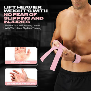 Hot Sale Custom Logo Neoprene <b>Wrist</b> <b>Straps</b> Made From Cotton for Fitness Training Gym Weight Lifting Powerlifting Hand Wraps - Product Image 4