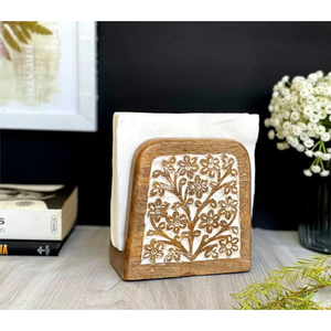 Hand Carved Sheesham Wood Napkin <b>Holder</b> With Mughal Jaali Design Luxury Design Tabletop <b>Tissue</b> Stand For Home & Hotel Use - Product Image 5