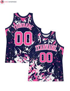 Uniforme de basket-ball de sublimation de col rond fluide noir blanc et blanc personnalisé - Product Image 6