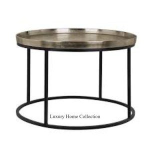 Table centrale et Table d'appoint en laiton antique Look admirable Forme ronde Ensemble de 2 meubles de salon de table à boire - Product Image 1