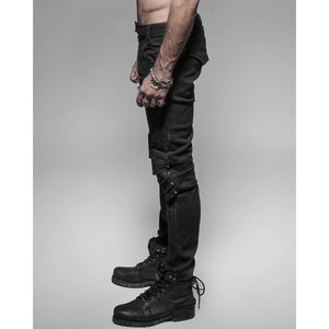 Pantalones Vaqueros PUNK para Hombre, Estilo Gótico, con Cierre en la Rodilla, Color Negro, 2026 - Product Image 5