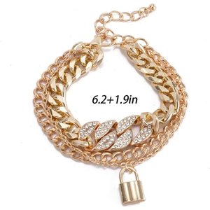 Pulsera de eslabones de oro grueso con cierre Punk para mujer, Brazalete de eslabones grueso con cierre de estilo Hip Hop, para regalo de joyería para su esposa o su esposa - Product Image 3