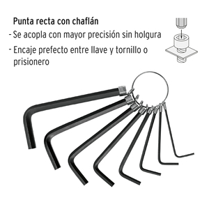 Set di 8 tasti a brugolo mm tipo portachiavi, punta esagonale, PRETUL - Product Image 3