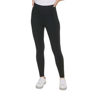 Leggings neri da donna Calvin Klein, taglia XS, lunghezza intera, con cuciture a punto increspato, in tessuto elasticizzato lavorato a maglia - Product Image 1