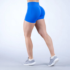 High Waist Breathable Quick Dry Scrunch Butt Gym Fitness <b>Leggings</b> Seamless Yoga Shorts with Elastic Waist Closure Solid Pattern - Product Image 3