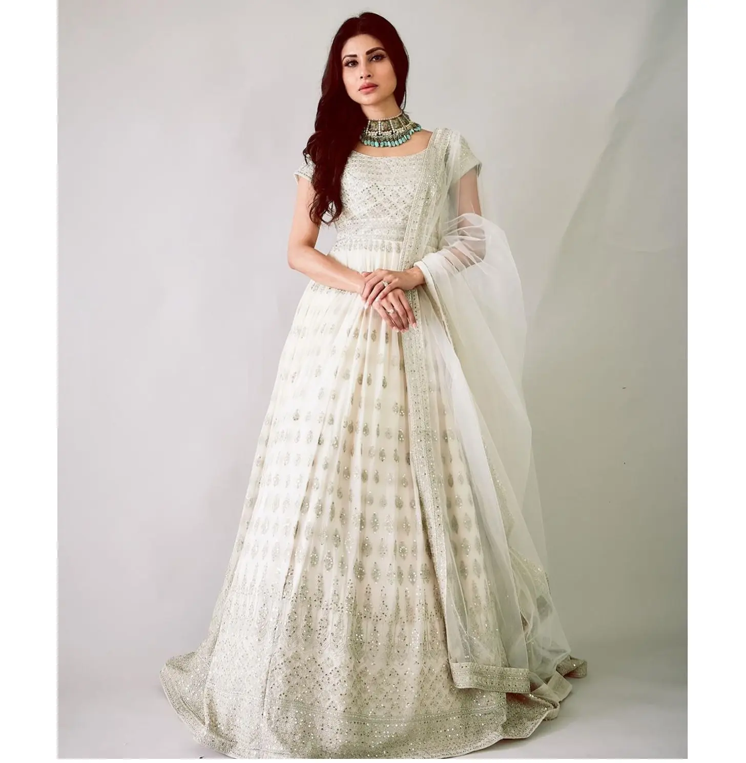 Roupa feminina bordada estilo anarkali, vestuário indiano e paquistanês, para casamento