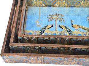 Juego de bandejas para servir de MDF de tamaño personalizado de gama alta Estilo de anidación de madera vintage de larga duración Reutilizable para alimentos POR HF CRAFTS - Product Image 6