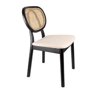Light Luxury Simple <b>Retro</b> Solid Wood Rattan Dining <b>Chair</b> for Apartment Restaurant Villa Club or Beach Use - Product Image 1