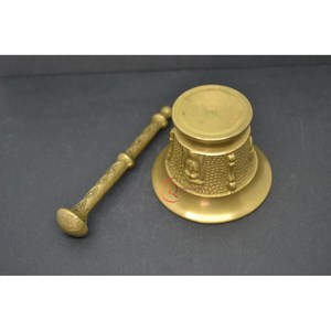 Maja de mortero de latón macizo antiguo, accesorios de cocina para restaurante en casa, herramientas para especias de hierbas, molinillo de Medicina de granito de plástico - Product Image 4