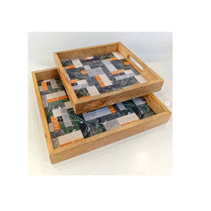 Attrayant forme personnalisée plateau de service alimentaire à la main en bois plateau de service Table basse décor Dessert affichage - Product Image 6