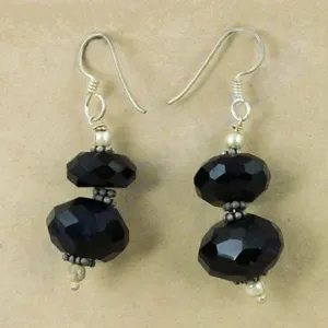 Pendientes de cuentas de ónix negro para mujer, joyería de moda llamativa - Product Image 1