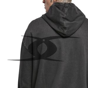 Sudaderas con capucha rasgadas en blanco teñidas para hombre personalizadas, sudaderas con capucha de lana de algodón pesado, sudaderas con capucha térmicas desgastadas lavadas con ácido para hombre - Product Image 4