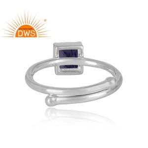 แหวนหินอิโอไลต์ธรรมชาติทำจากเงินแท้ดีไซน์ล่าสุดแหวนวางซ้อนกันได้ดีไซน์สี่เหลี่ยม - Product Image 4