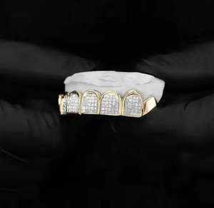 High on Demand Luxury Iced Out Moissanite Rhodium Plated Gold/<b>Silver</b> Grillz for Teeth Custom-Made Hip Hop - Product Image 1