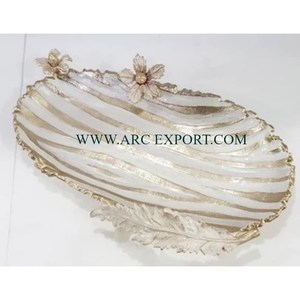 Cuenco decorativo para servir comida de mesa hecho a mano más vendido, plato y cuenco hechos a mano de Color dorado y blanco a precio razonable - Product Image 2