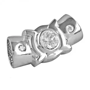 Perle en zircone cubique argentée pour bracelets de charme de mode, bijoux - Product Image 2