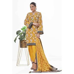 Conjunto de 3 piezas sin coser de Khaddar estampado, estilo Salwar Kameez pakistaní, de algodón, para festivales y ropa étnica - WNS-42130 - Product Image 4