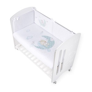 Parure de lit moderne pour enfant motif ours, 2 pièces, tissée, verte, amovible - Product Image 1
