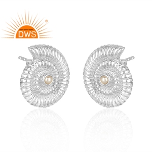 Pendiente de tuerca de perla natural de plata de ley fina de último diseño, joyería personalizada para mujer, regalo para ella - Product Image 4