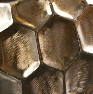 Contemporary Brass Honeycomb Side Table with Wood Top Handmade Metal <b>Frame</b> Modern Living Room Furniture - Product Image 6