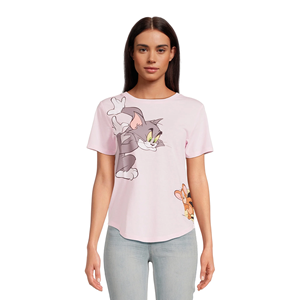 Desain Logo kustom OEM kaus warna merah muda bayi katun 100% kaus ukuran besar lengan pendek leher O dengan gambar cetak Grapichs kustom - Product Image 2