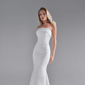 Vestido de novia sin tirantes sin mangas acampanado con bordado para mujer vestido de noche de longitud máxima y vestido de dama de honor para exportación - Product Image 1