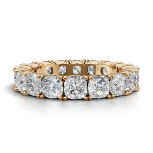 Bague d'éternité de luxe en or 18 carats (jaune/blanc/rose) avec diamants taille coussin, bague de mariage entièrement pavée, bijoux fins en gros - Product Image 1