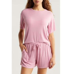 Conjunto de Camiseta de Manga Corta y Pantalones Cortos de Talla Grande con Logotipo Personalizado de Alta Calidad 2025, Ropa de Salón de 2 Piezas para Mujer de BD - Product Image 3