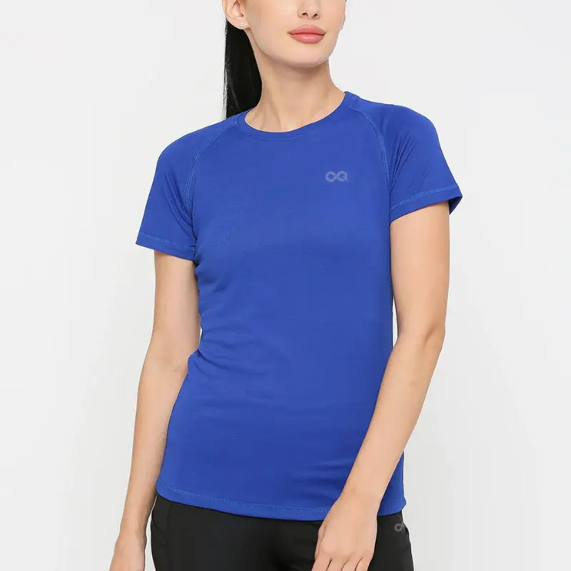 Maglietta sportiva con maniche Raglan da donna in poliestere 100% (blu reale)