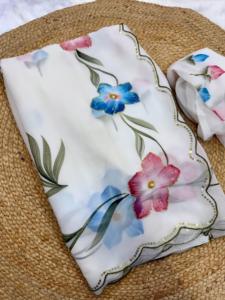 เสื้อลำลองผ้าจอร์เจียสำหรับใส่ในชีวิตประจำวันผ้าส่าหรีมีดีดีไซน์ล่าสุดสำหรับงานปาร์ตี้คลาสสิกขายดีที่สุดผู้หญิงส่าหรี - Product Image 2