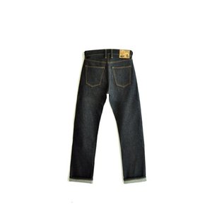 Jeans pour homme en coton 100% respirant, coupe droite, coupe régulière, taille mi-haute, denim sanforisé, ourlet brut, bouton, hiver, 18 oz - Product Image 5