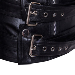 Veste en cuir véritable pour homme, coque en polyester, fermeture éclair, style urbain, veste de motard écologique pour l'hiver, logo frontal - Product Image 5