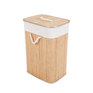 Cesta de ropa sucia de bambú para almacenamiento de ropa sucia con forro desmontable y Asa Cesta de cesto plegable rectangular - Product Image 1