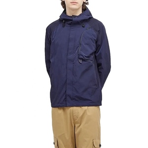 Vêtement de sport uni en gros, veste à capuche en toile pour homme, coupe-vent léger, col montant, veste de course d'automne - Product Image 3