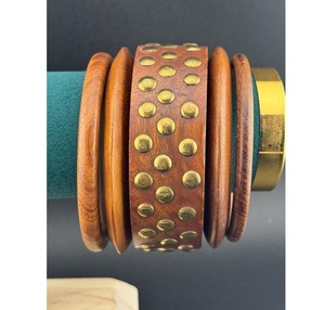 Pulsera de madera natural genuina de moda vintage, brazalete estilo punk rock, ajustable, accesorios al por mayor de fábrica - Product Image 1